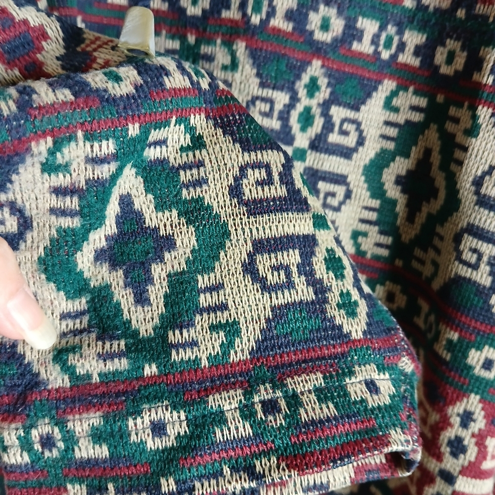 Vintage Sport Carriage Court Colorful Patterned Pullover Fleece Sweater Sz Large - Picture 4 of 8